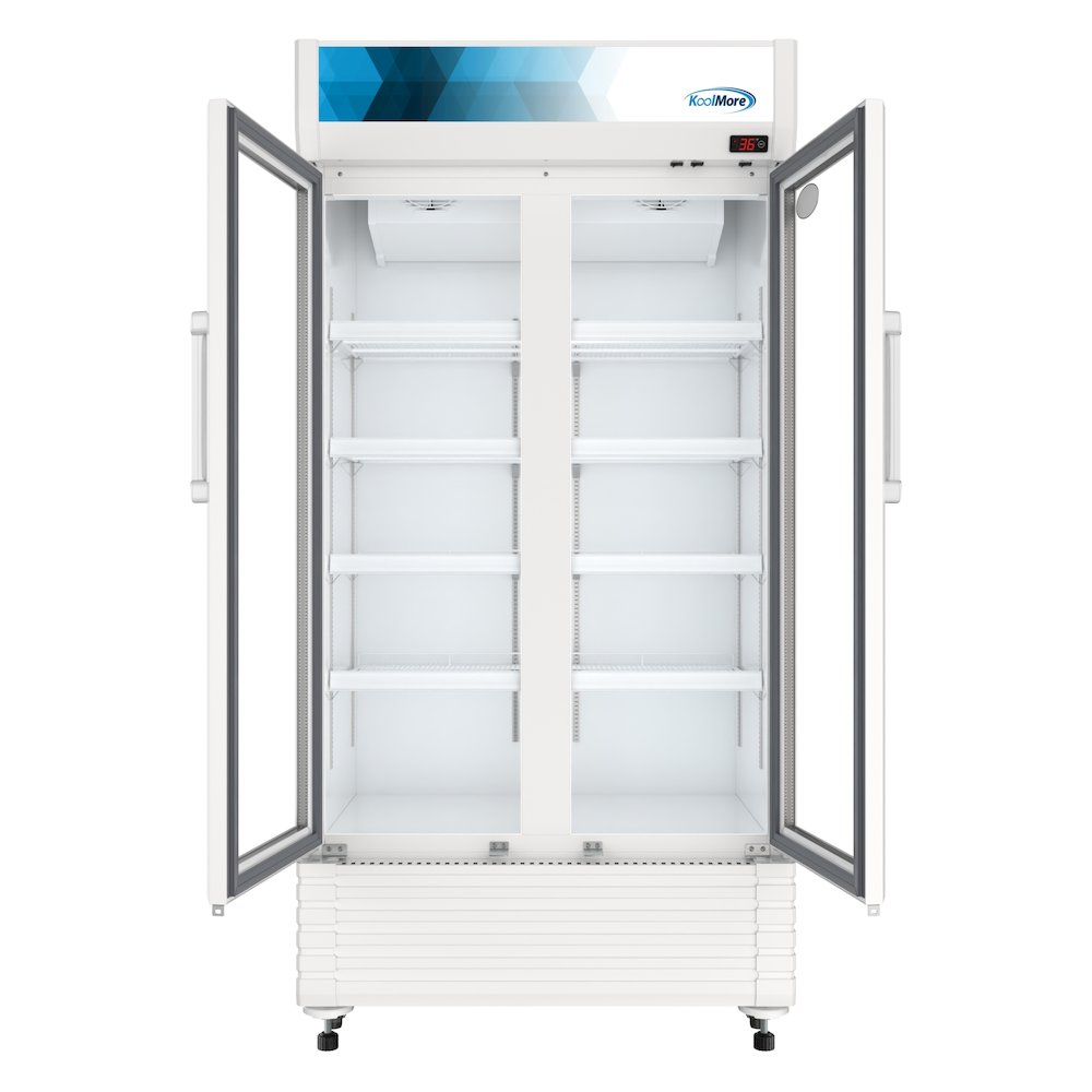 39 in. Commercial 2-Glass Door Merchandiser Refrigerator, 21.9 cu. ft. in White. Picture 6