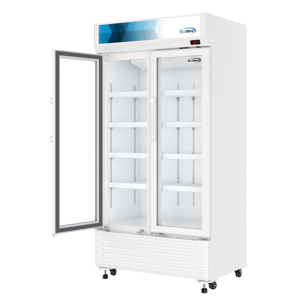 39 in. Commercial 2-Glass Door Merchandiser Refrigerator, 21.9 cu. ft. in White. Picture 7