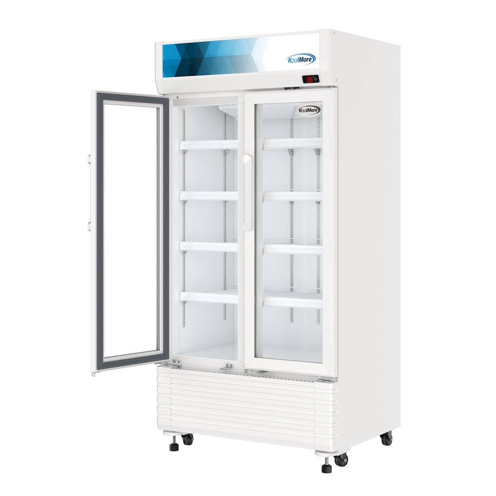 35 in. Commercial 2-Glass Door Merchandiser Refrigerator, 16.5 cu. ft. in White. Picture 6