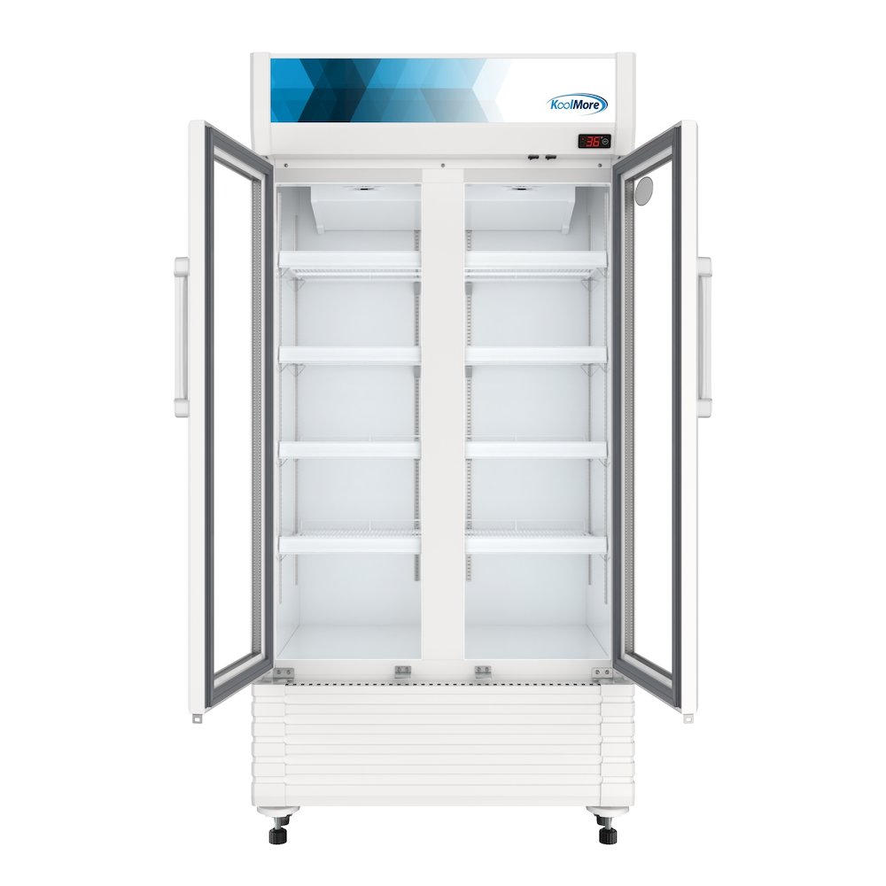 35 in. Commercial 2-Glass Door Merchandiser Refrigerator, 16.5 cu. ft. in White. Picture 7