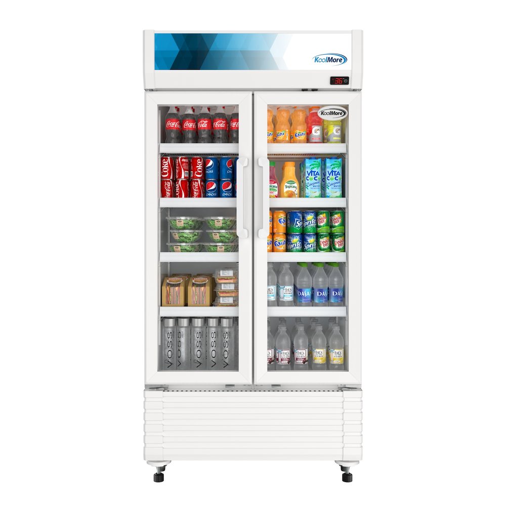 35 in. Commercial 2-Glass Door Merchandiser Refrigerator, 16.5 cu. ft. in White. Picture 3