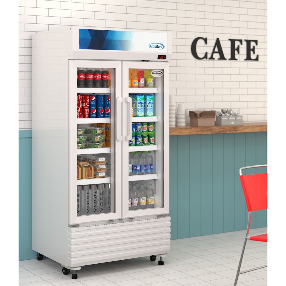 35 in. Commercial 2-Glass Door Merchandiser Refrigerator, 16.5 cu. ft. in White. Picture 5