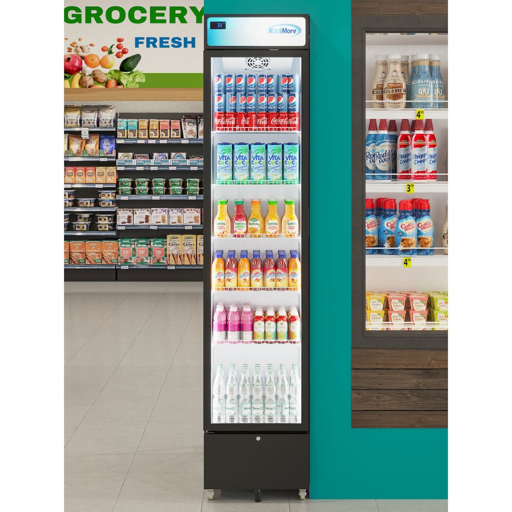 17 in. Slim Commercial Merchandiser Refrigerator 7 Cu. Ft. in Black, ETL Listed. Picture 4