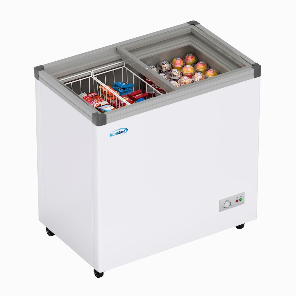 33 in. Flat Top Ice Cream Display Freezer, 7 cu. ft. Capacity in White. Picture 3