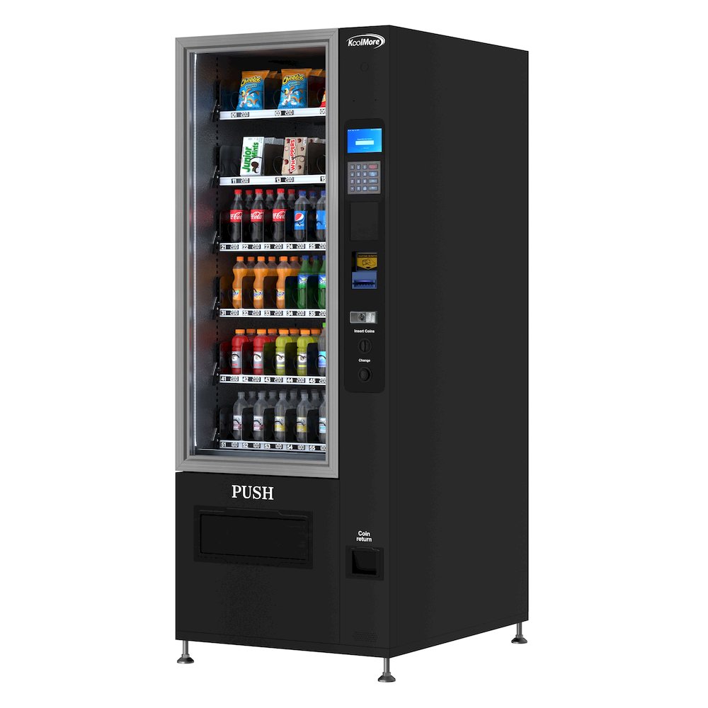 Refrigerated Vending Machine with 36 Slots and Bill acceptor in Black. Picture 2