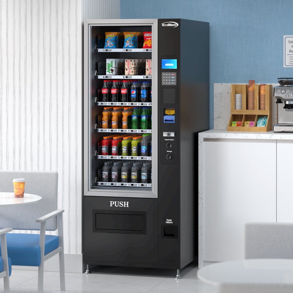 Refrigerated Vending Machine with 36 Slots and Bill acceptor in Black. Picture 6