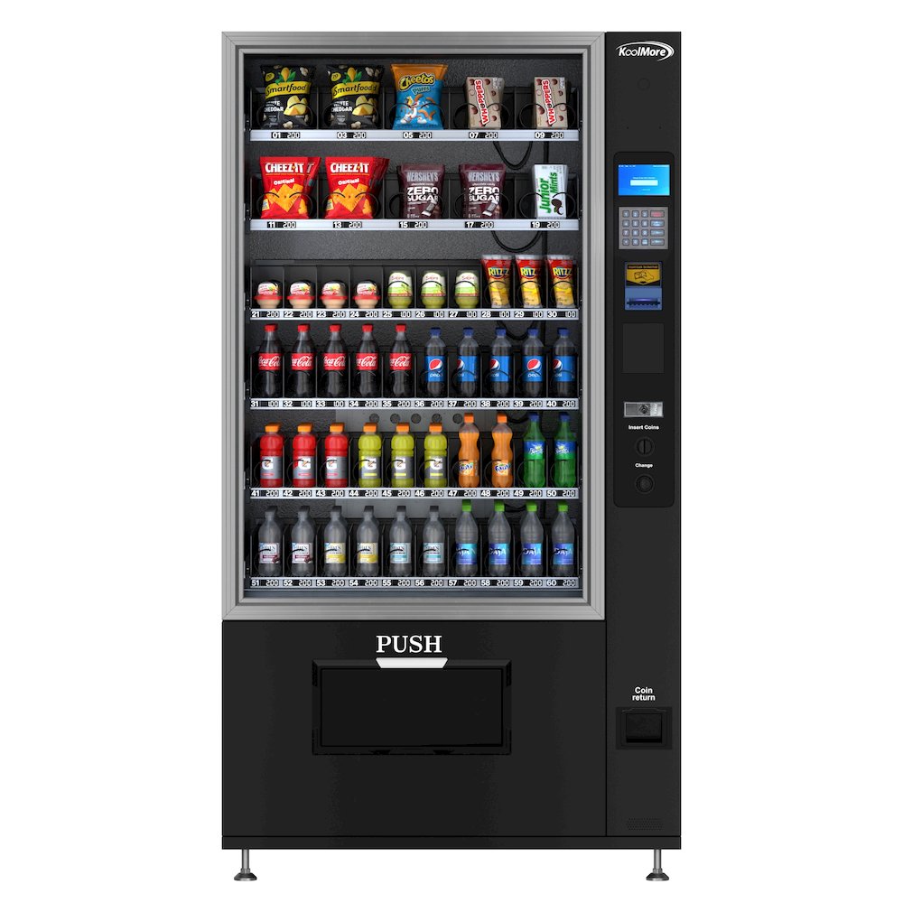 Refrigerated Vending Machine with 60 Slots and Bill Acceptor in Black. Picture 1