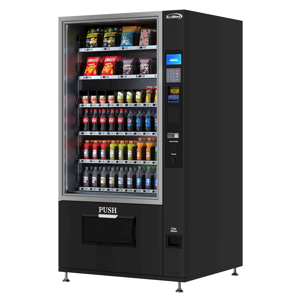 Refrigerated Vending Machine with 60 Slots and Bill Acceptor in Black. Picture 2