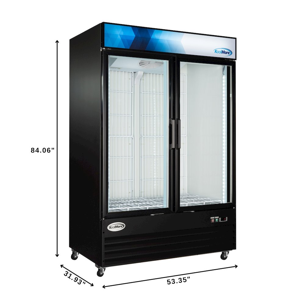 53 in. 42 cu. ft. Indoor Two Glass-Door Ice Merchandiser Freezer in Black. Picture 2