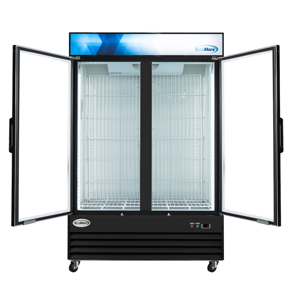 53 in. 42 cu. ft. Indoor Two Glass-Door Ice Merchandiser Freezer in Black. Picture 4