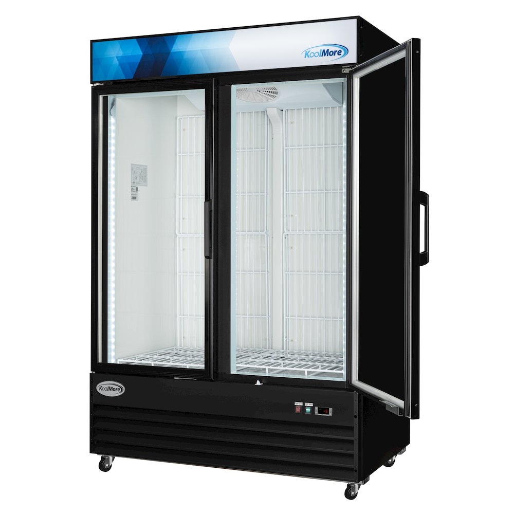 53 in. 42 cu. ft. Indoor Two Glass-Door Ice Merchandiser Freezer in Black. Picture 5