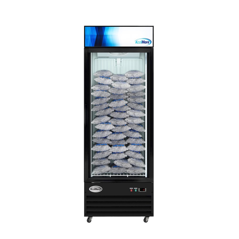 31 in. 25 cu. ft. Commercial Indoor Glass-Door Ice Merchandiser Freezer in Black. Picture 3