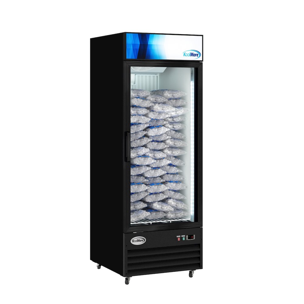 31 in. 25 cu. ft. Commercial Indoor Glass-Door Ice Merchandiser Freezer in Black. Picture 2