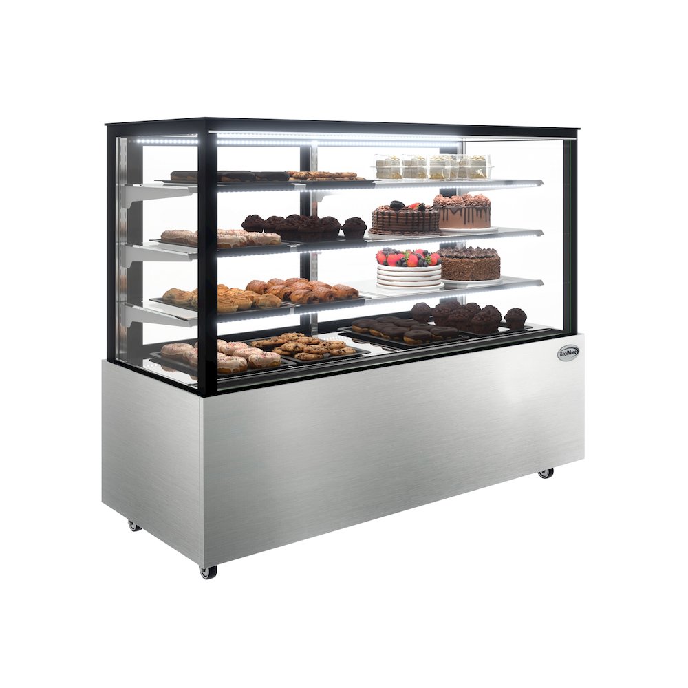 71 in. Refrigerated Bakery Display Case for Cakes, Stainless Steel Frame. Picture 1
