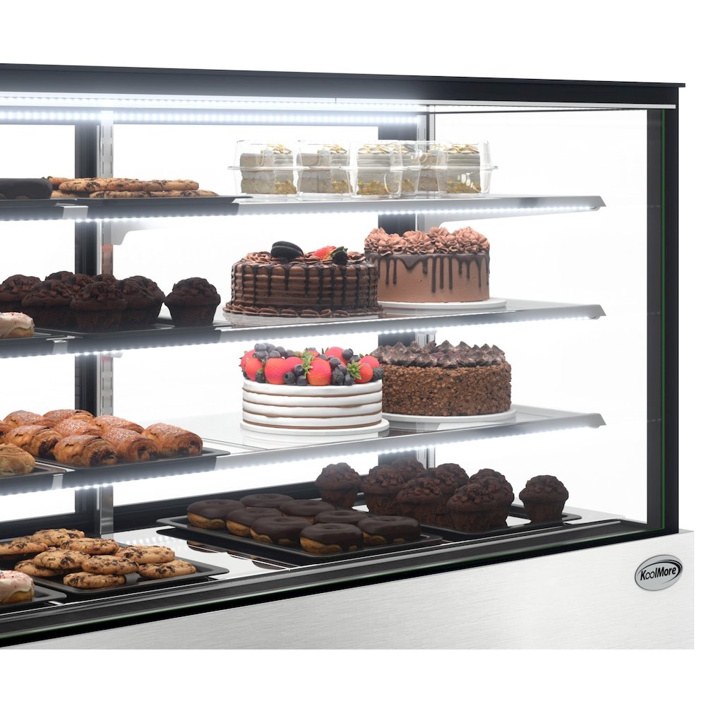 71 in. Refrigerated Bakery Display Case for Cakes, Stainless Steel Frame. Picture 6