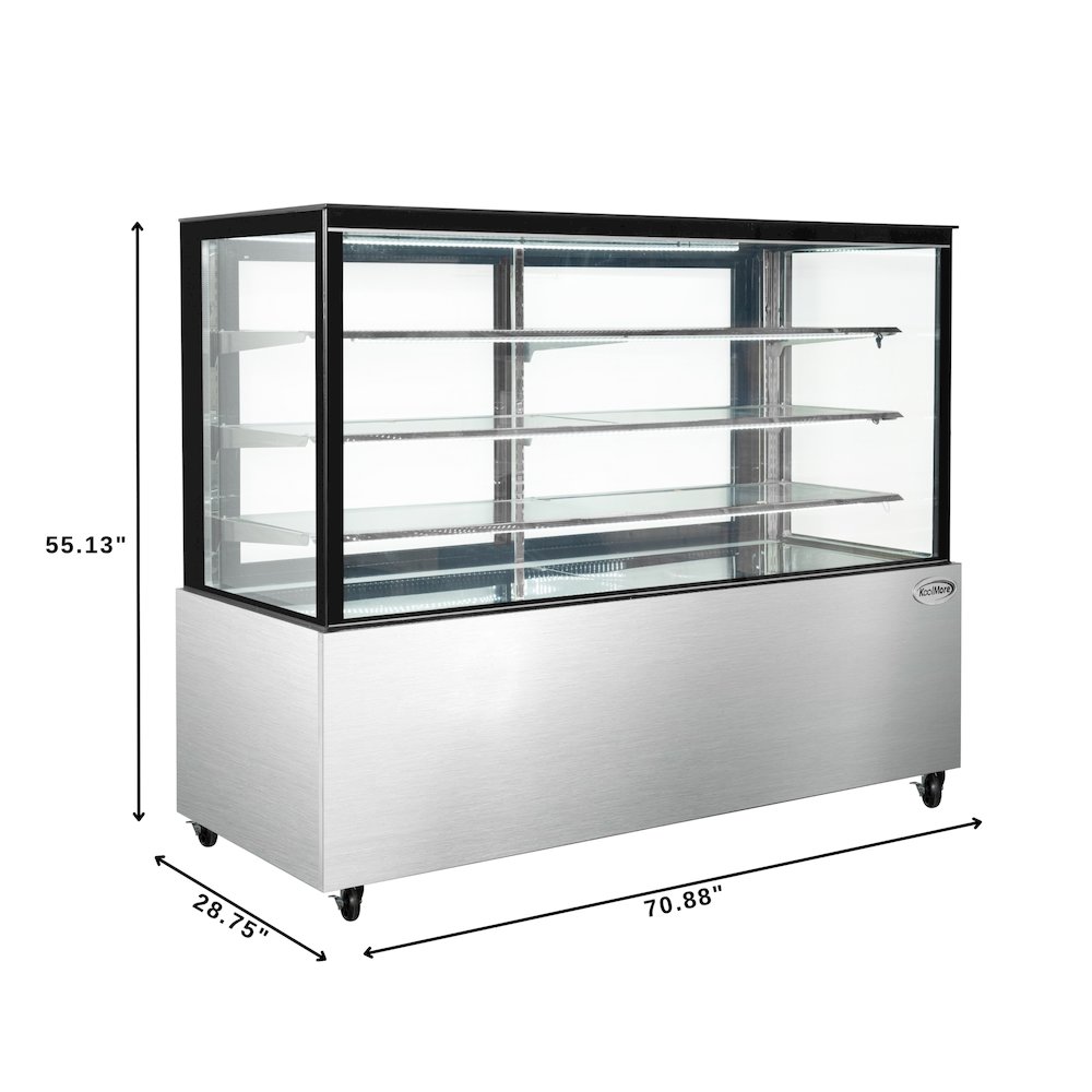 71 in. Refrigerated Bakery Display Case for Cakes, Stainless Steel Frame. Picture 2