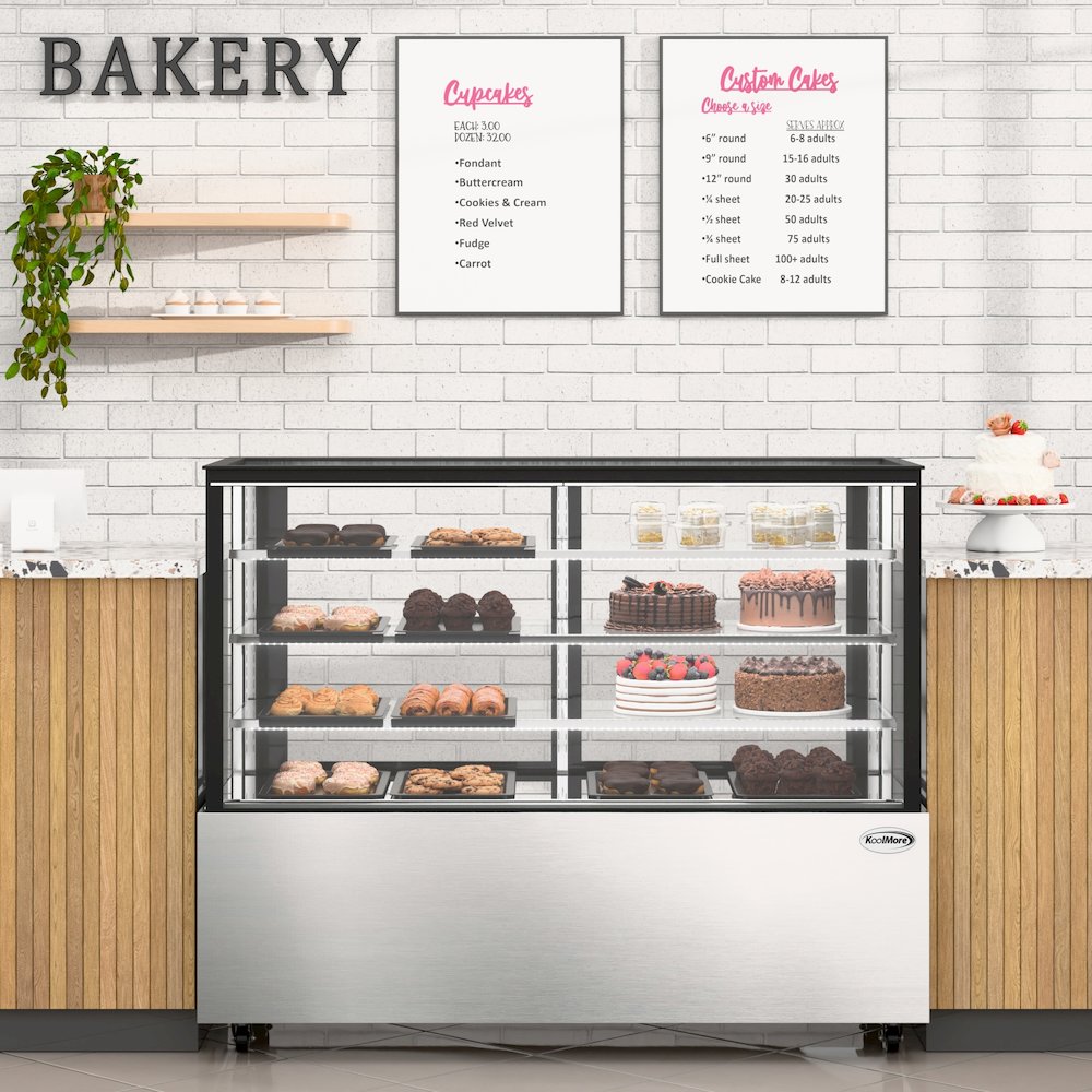 71 in. Refrigerated Bakery Display Case for Cakes, Stainless Steel Frame. Picture 4