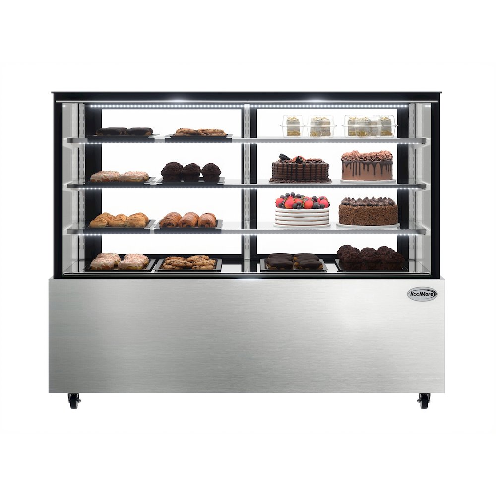 71 in. Refrigerated Bakery Display Case for Cakes, Stainless Steel Frame. Picture 3