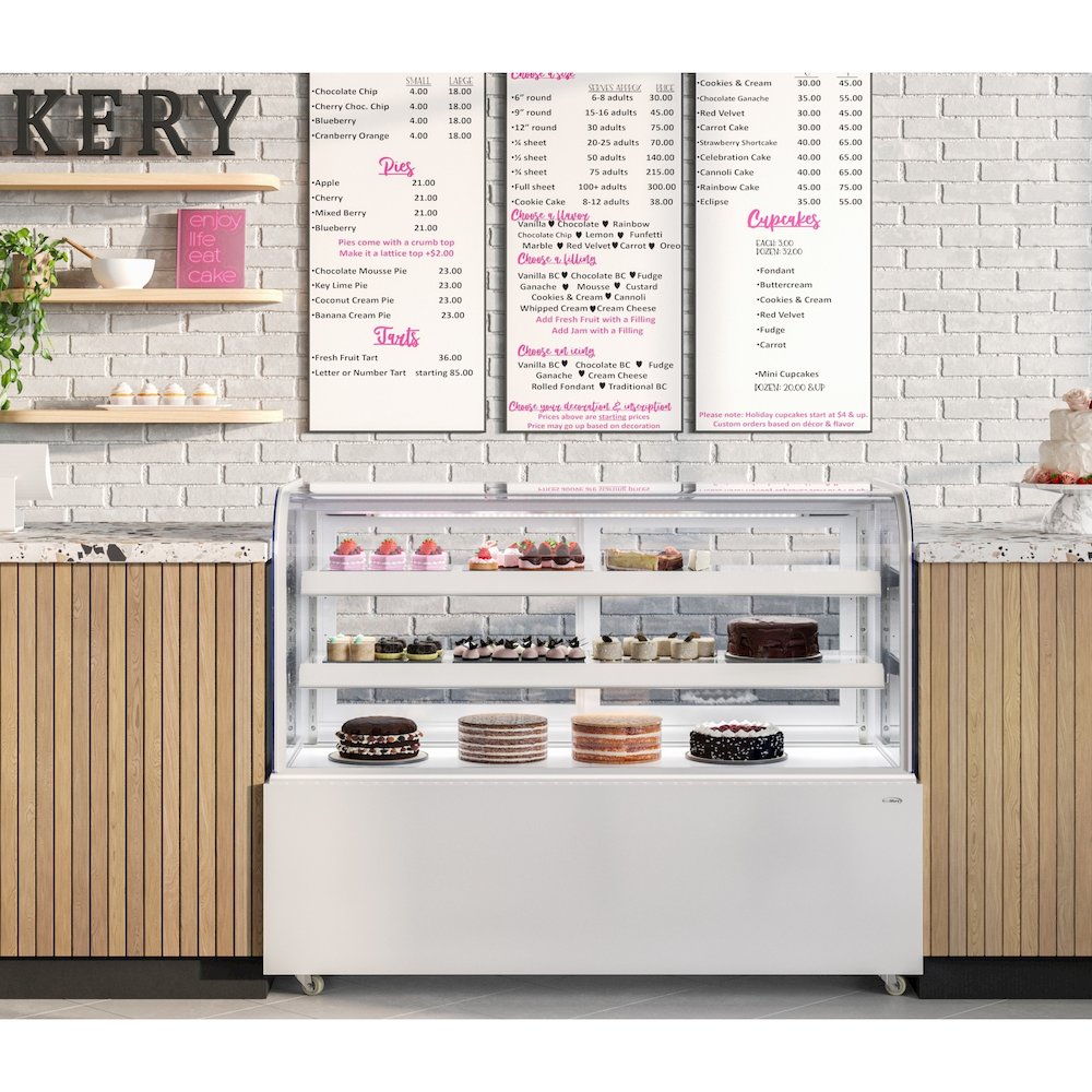 60 in. Refrigerated Bakery Display Case, 17.6 cu. ft. in White. Picture 4
