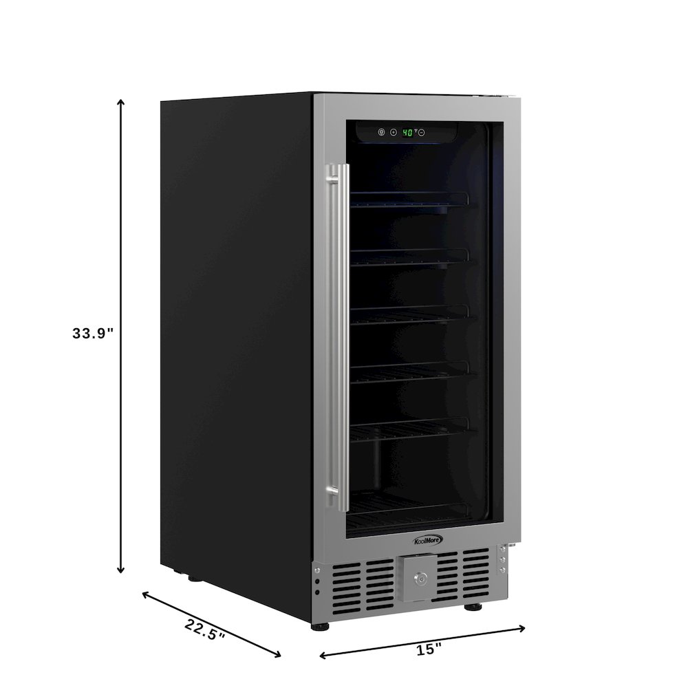 15 in Small Stainless Steel Glass-Door Built-In Refrigerator and Beverage Cooler. Picture 2
