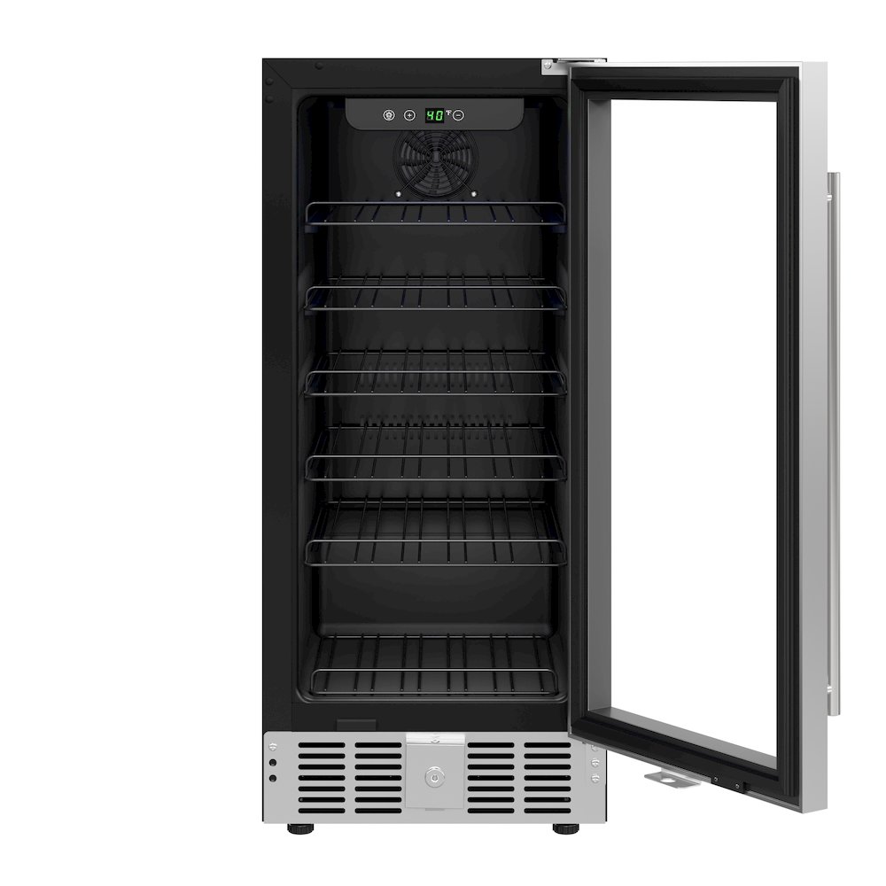 15 in Small Stainless Steel Glass-Door Built-In Refrigerator and Beverage Cooler. Picture 7