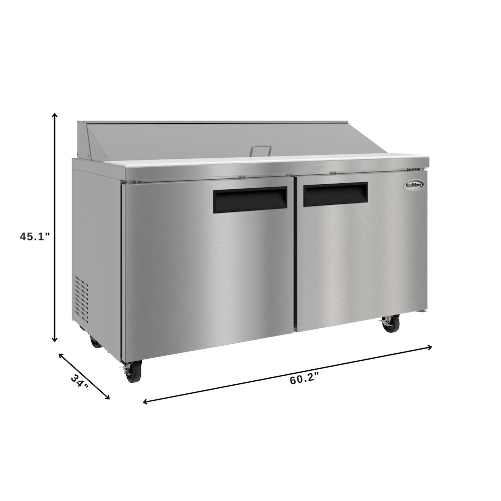 60" 2 Door Refrigerated Salad and Sandwich Prep Table, 16 Pan Capacity. Picture 2