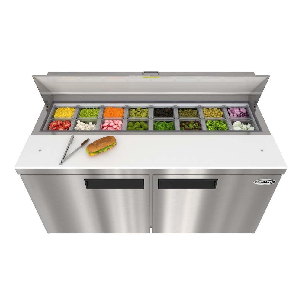 60" 2 Door Refrigerated Salad and Sandwich Prep Table, 16 Pan Capacity. Picture 3