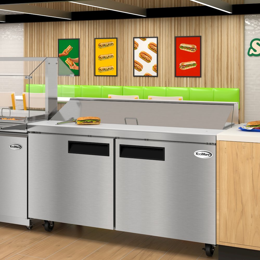 60" 2 Door Refrigerated Salad and Sandwich Prep Table, 16 Pan Capacity. Picture 4