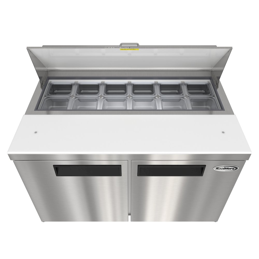 46" 2 Door Refrigeratd Salad and Sandwich Prep Table, 12 Pan Capacity. Picture 5