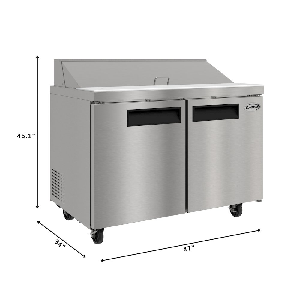 46" 2 Door Refrigeratd Salad and Sandwich Prep Table, 12 Pan Capacity. Picture 2