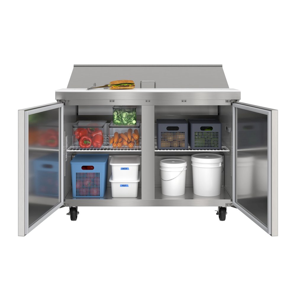 46" 2 Door Refrigeratd Salad and Sandwich Prep Table, 12 Pan Capacity. Picture 1