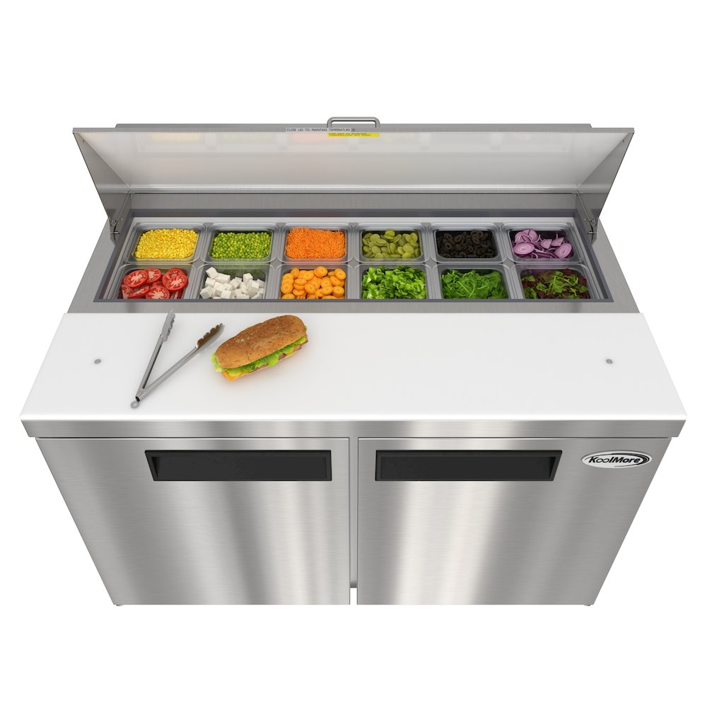 46" 2 Door Refrigeratd Salad and Sandwich Prep Table, 12 Pan Capacity. Picture 3