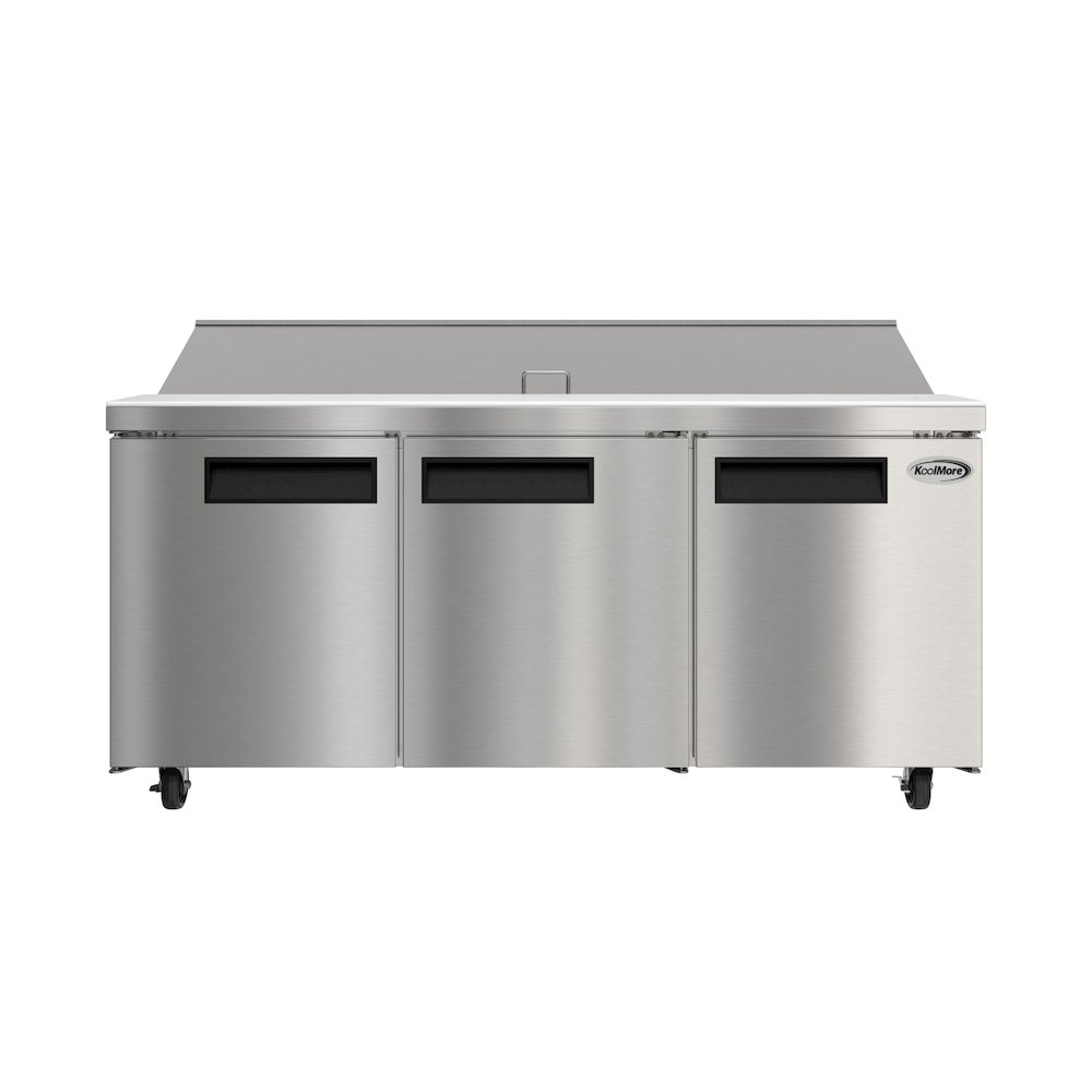 70" 3 Door Refrigerated Salad and Sandwich Prep Table, 18 Pan Capacity. Picture 10