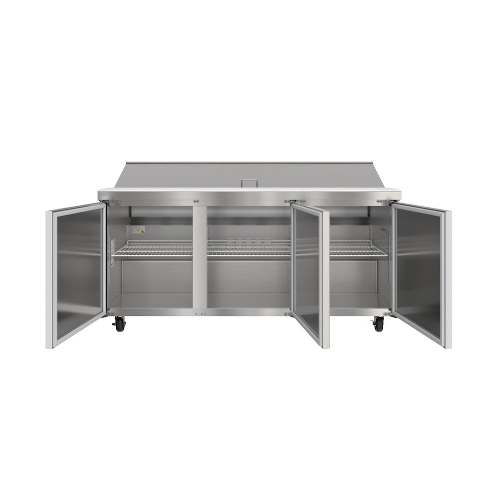 70" 3 Door Refrigerated Salad and Sandwich Prep Table, 18 Pan Capacity. Picture 6