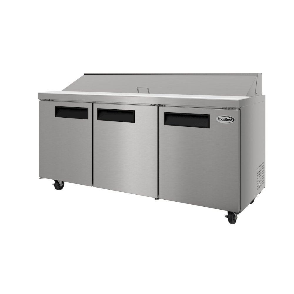 70" 3 Door Refrigerated Salad and Sandwich Prep Table, 18 Pan Capacity. Picture 7