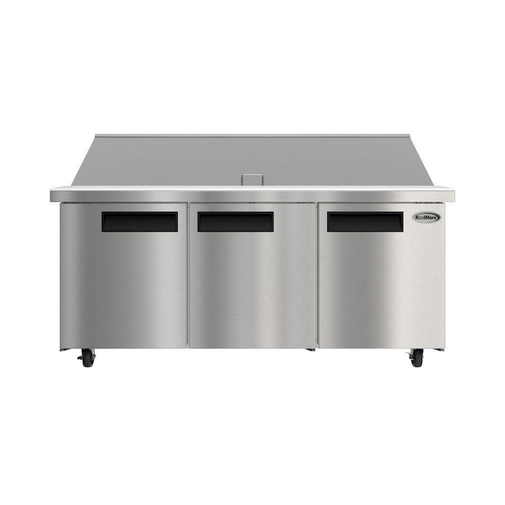 70" 3 Door Refrigerated Mega Salad and Sandwich Prep Table, 30 Pan Capacity. Picture 10