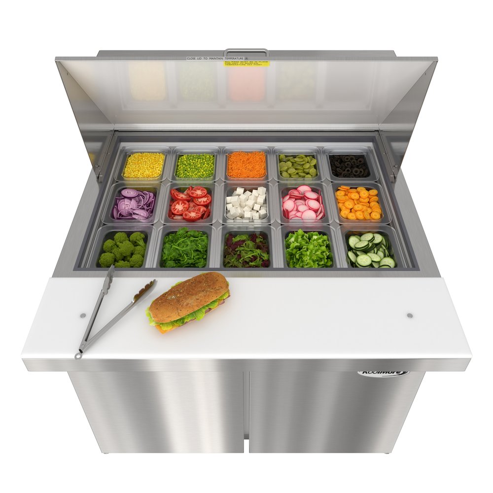 36" 2 Door Refrigerated Mega Salad and Sandwich Prep Table, 15 Pan Capacity. Picture 3