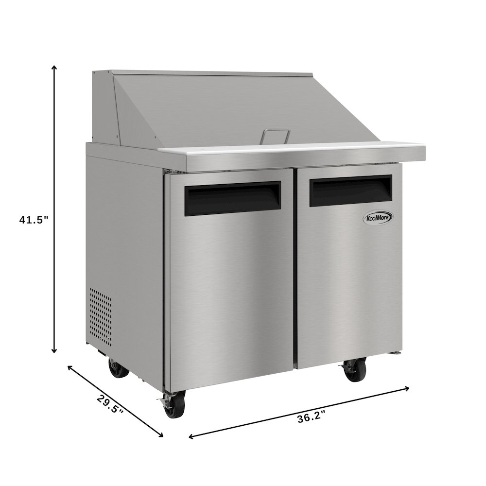 36" 2 Door Refrigerated Mega Salad and Sandwich Prep Table, 15 Pan Capacity. Picture 2