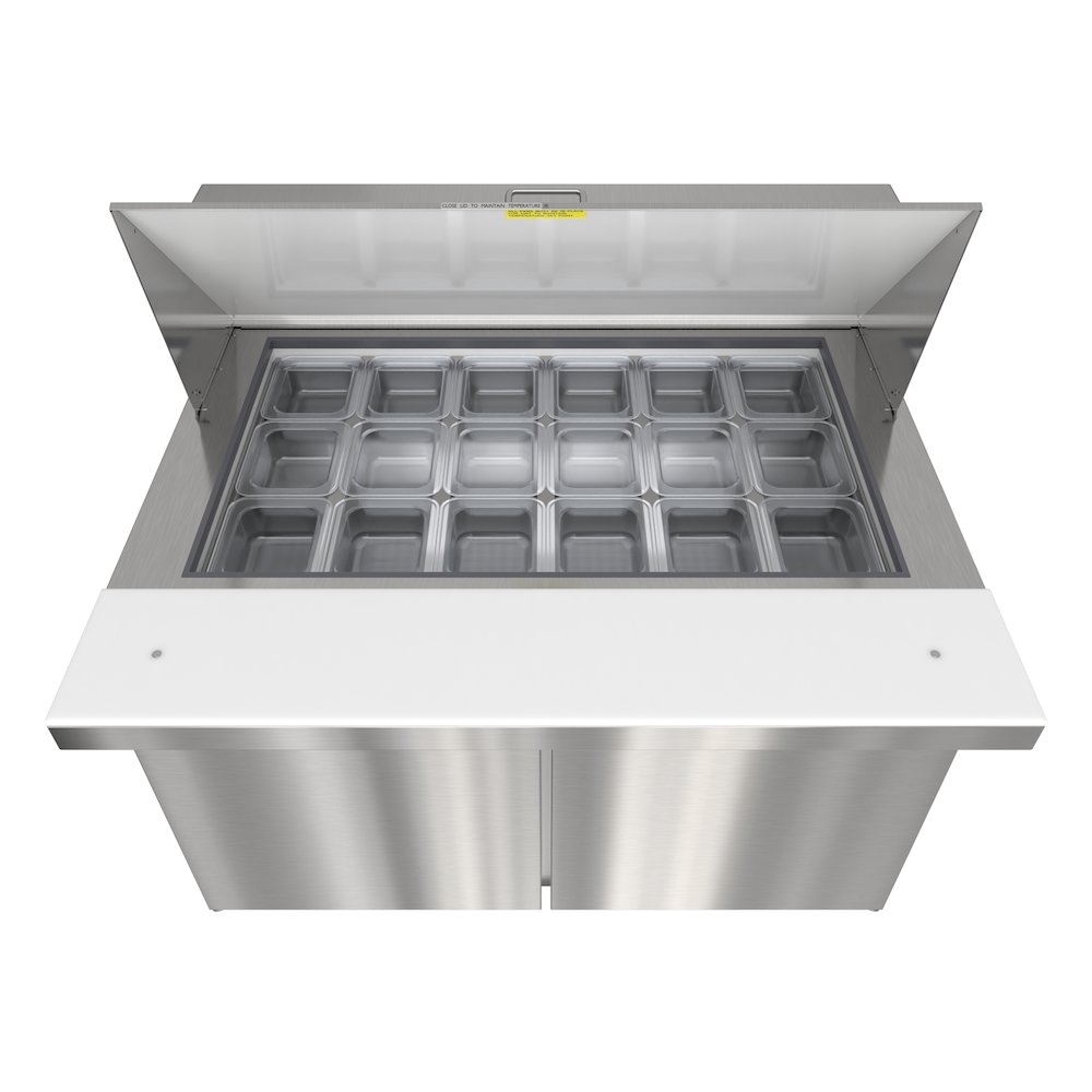 46" 2 Door Refrigerated Mega Salad and Sandwich Prep Table, 18 Pan Capacity. Picture 5