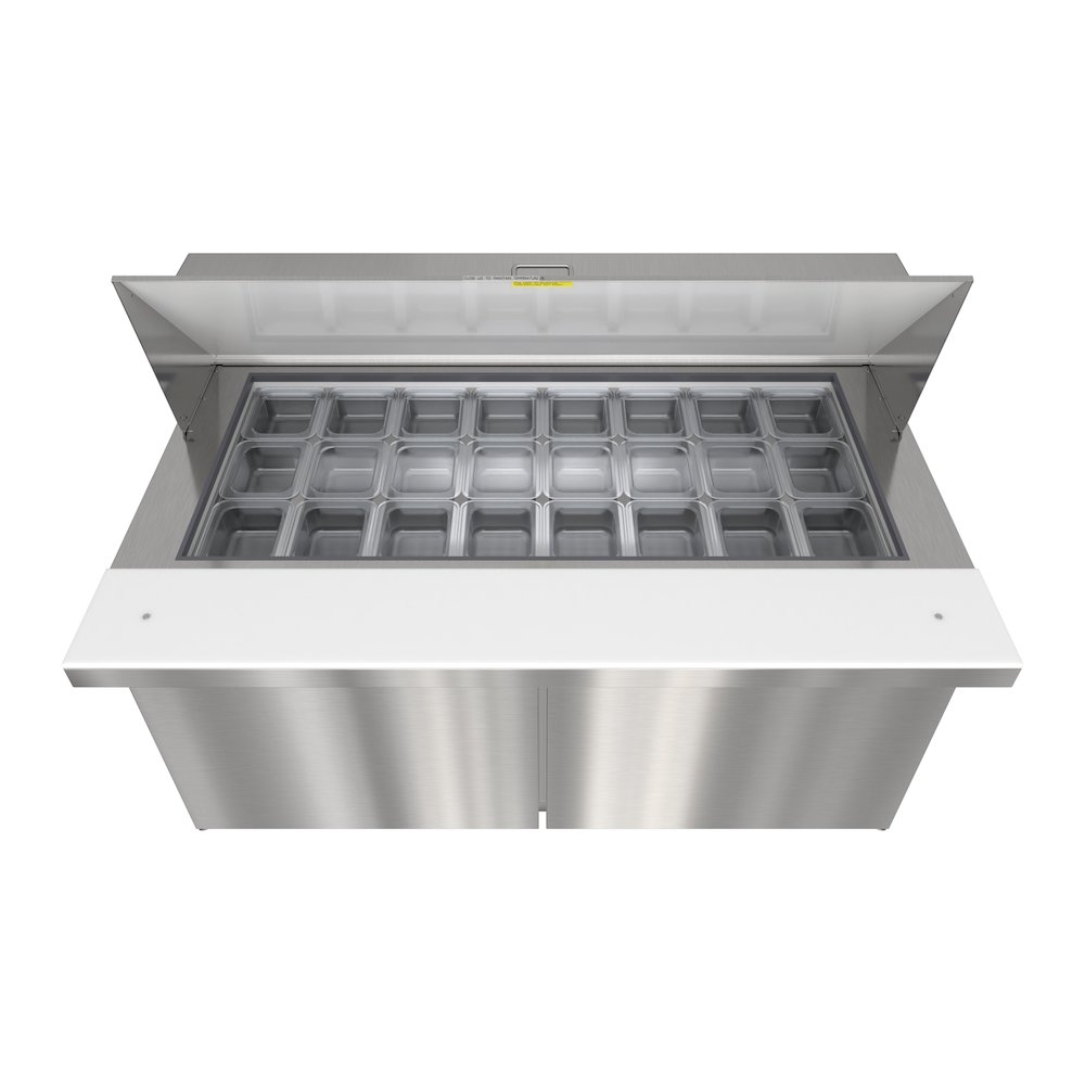 60" 2 Door Refrigerated Mega Salad and Sandwich Prep Table, 27 Pan Capacity. Picture 5