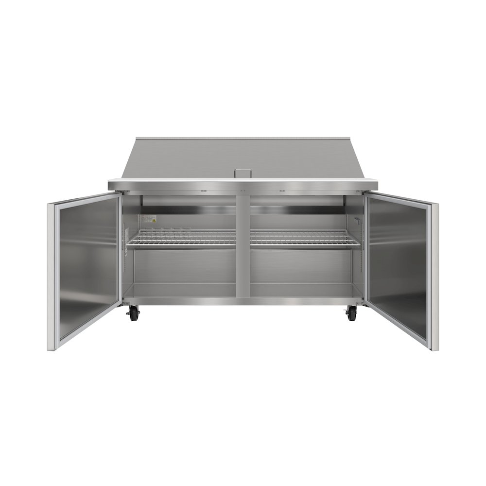 60" 2 Door Refrigerated Mega Salad and Sandwich Prep Table, 27 Pan Capacity. Picture 6