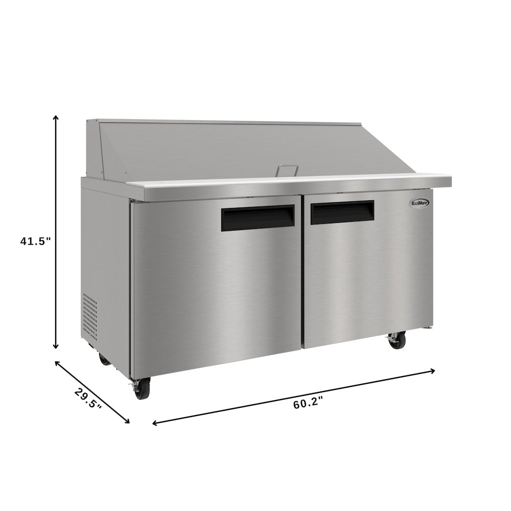 60" 2 Door Refrigerated Mega Salad and Sandwich Prep Table, 27 Pan Capacity. Picture 2