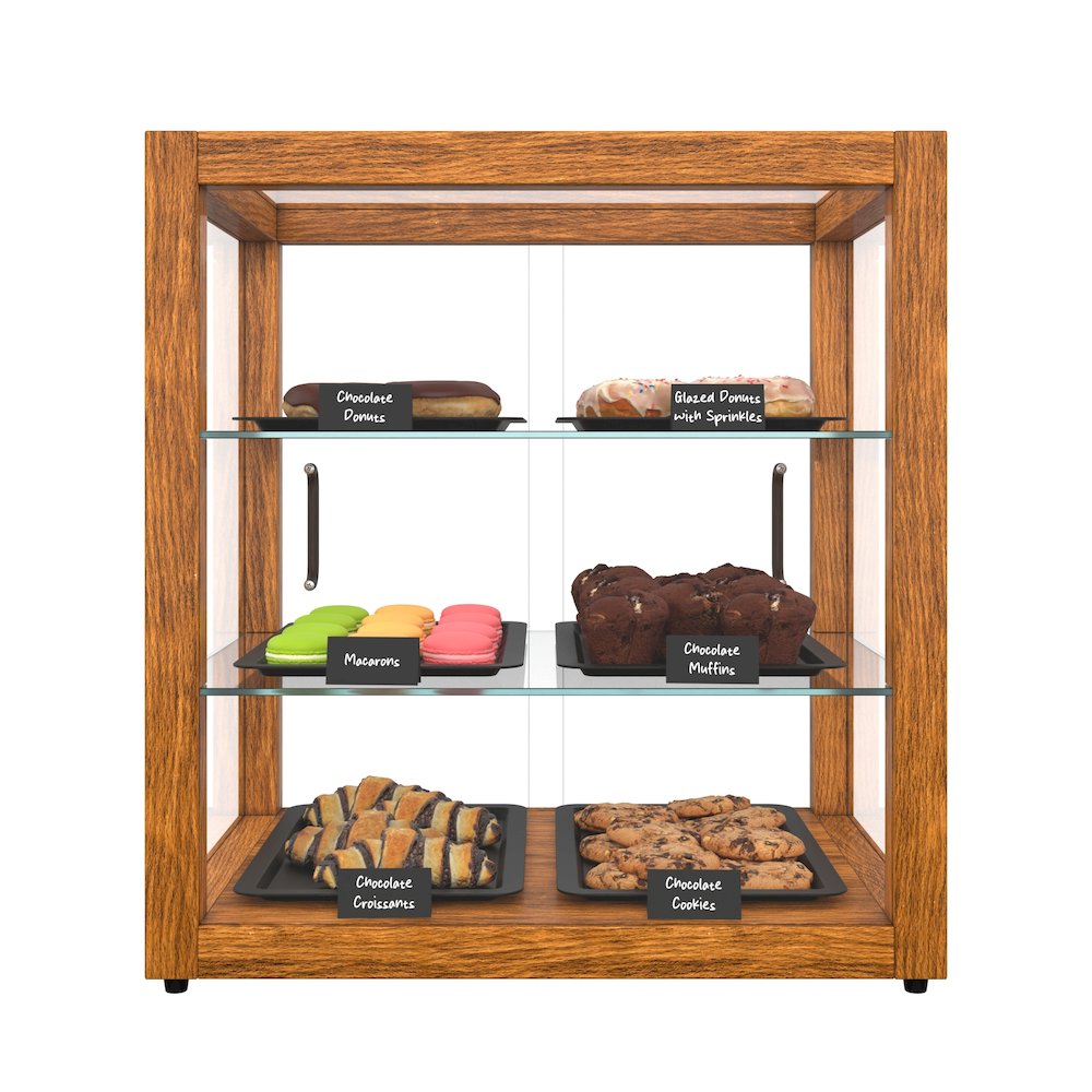 20 In. 3-Tier Artisan Light Wooden Bakery Square Display case, 2.5 cu. ft.. Picture 2