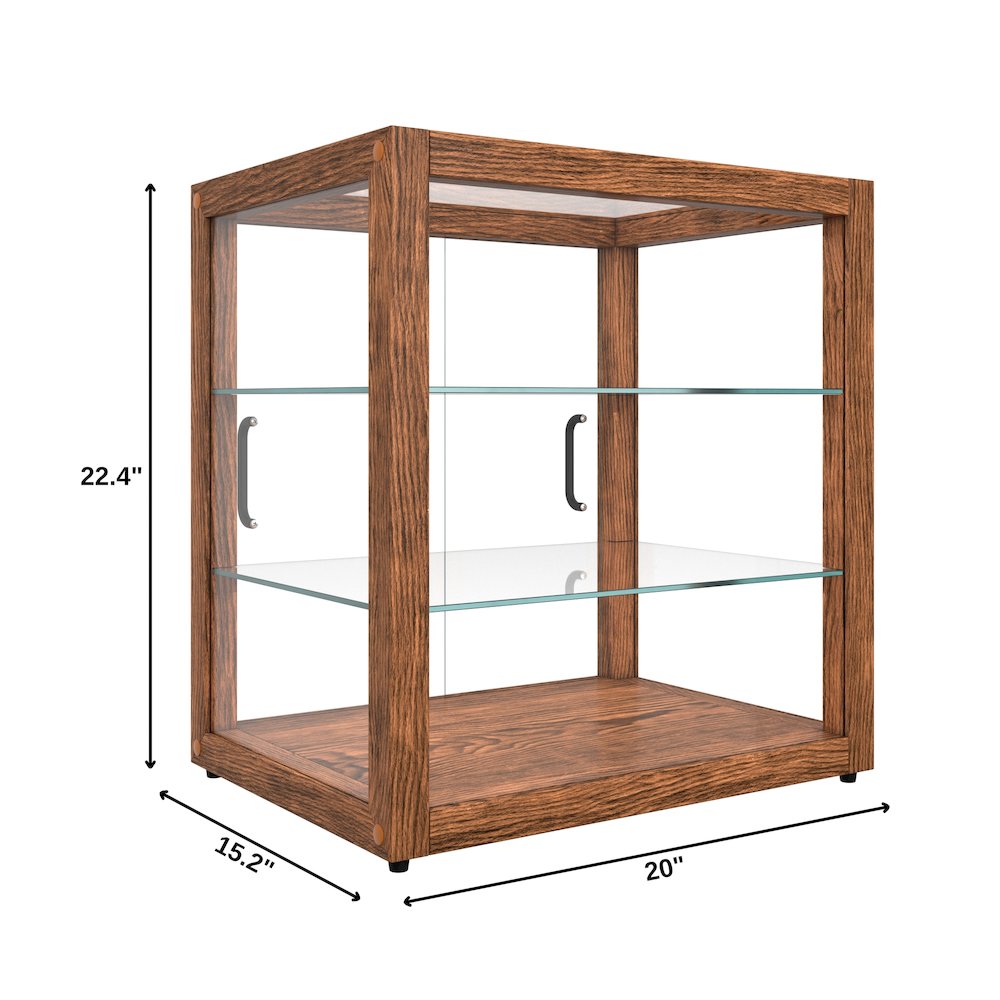 20 In. 3-Tier Artisan Dark Wooden Bakery Square Display case, 2.5 cu. ft.. Picture 1