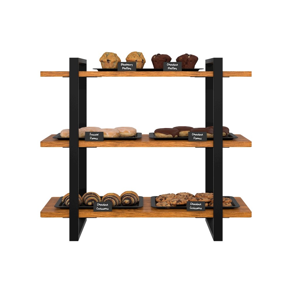 28 In. 3-Tier Supermarket Wooden Display Rack. Picture 2