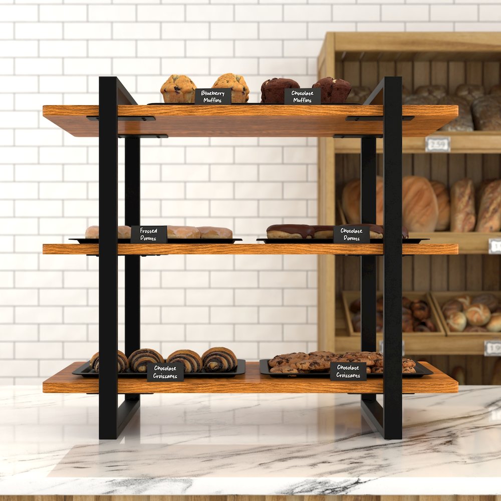 28 In. 3-Tier Supermarket Wooden Display Rack. Picture 3
