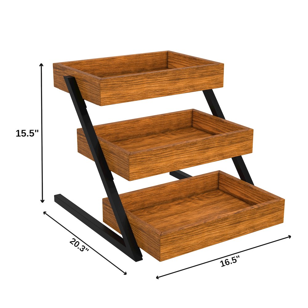 16.5 In. 3-Tier Wooden Staircase Display Case. Picture 1
