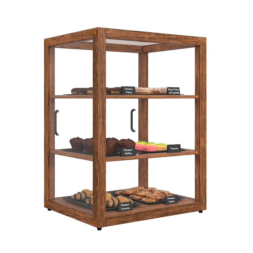 21 In. Artisan Upright Dark Wooden Bakery Display Case 3.5 Cu. ft.. Picture 5