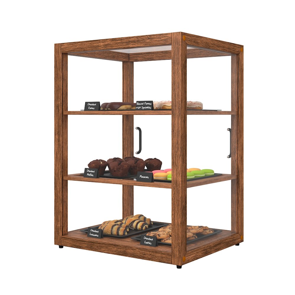 21 In. Artisan Upright Dark Wooden Bakery Display Case 3.5 Cu. ft.. Picture 6