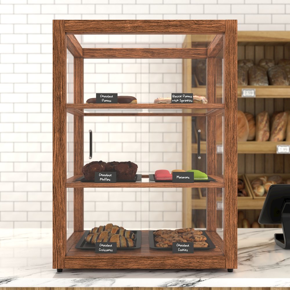 21 In. Artisan Upright Dark Wooden Bakery Display Case 3.5 Cu. ft.. Picture 3